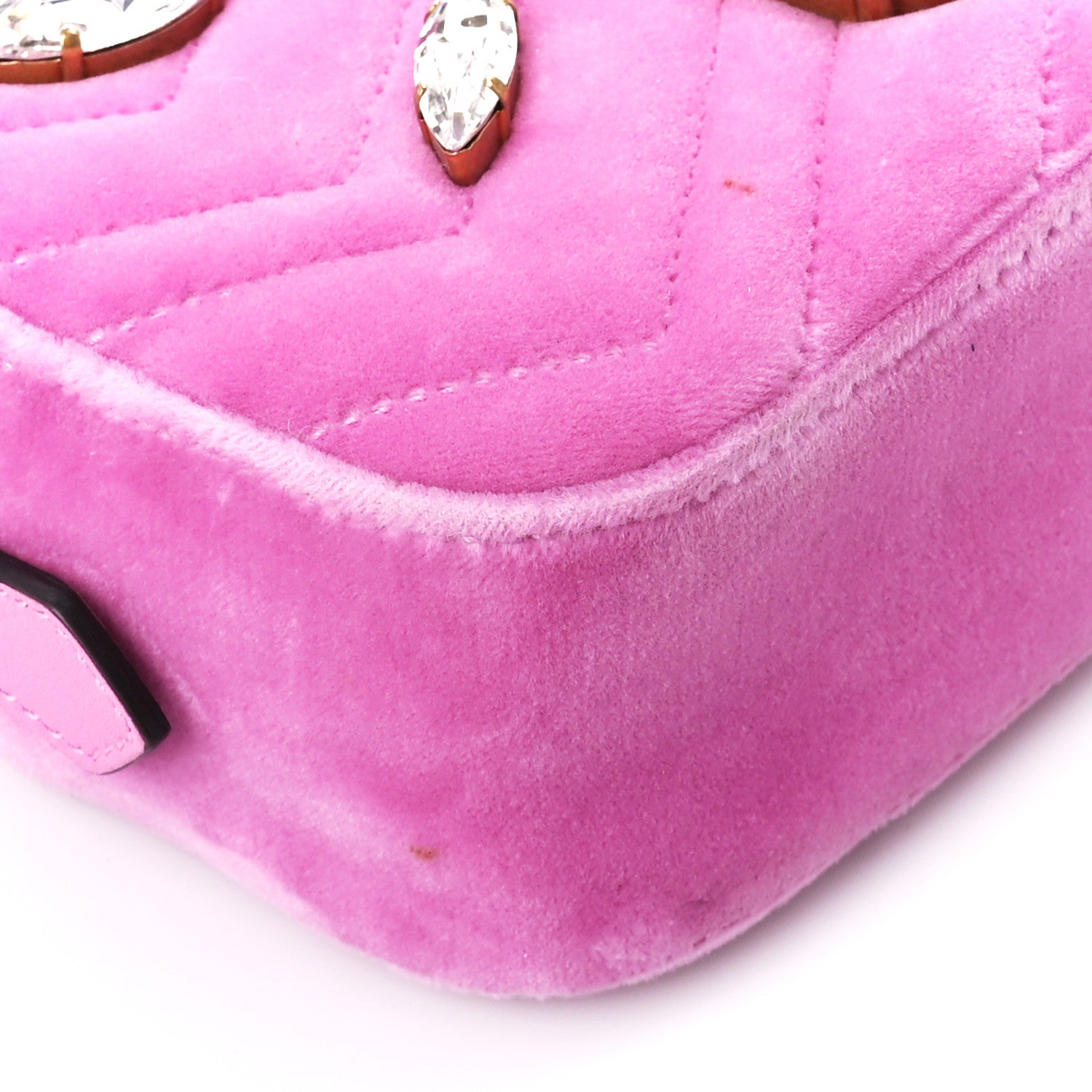 Gucci Velvet Matelasse Marquise Crystals Mini GG Marmont Chain Shoulder Bag Malva 9 of 10
