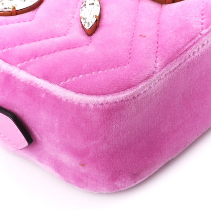 Gucci Velvet Matelasse Marquise Crystals Mini GG Marmont Chain Shoulder Bag Malva 9 of 10
