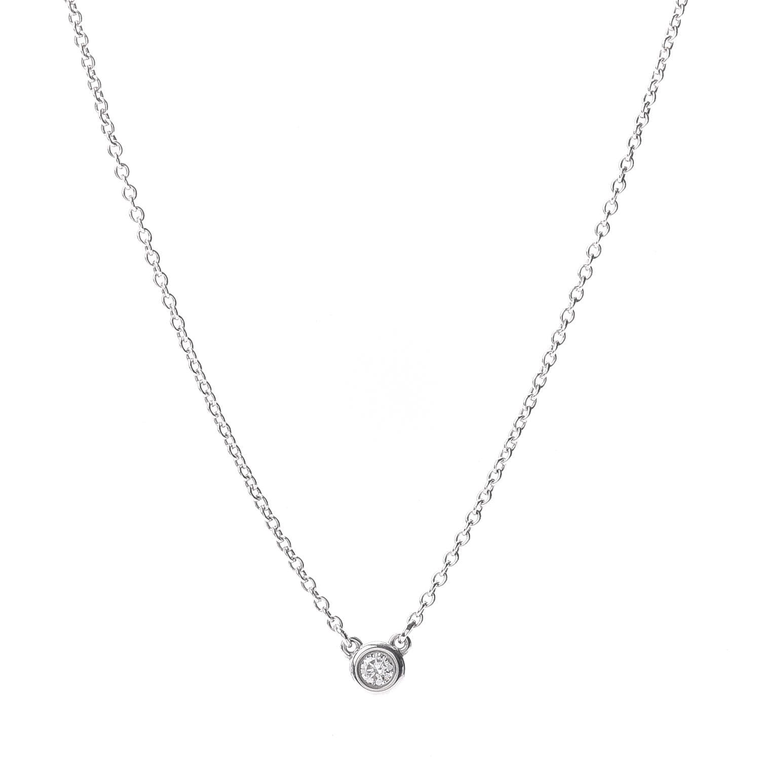 Tiffany Sterling Silver Diamond .05ct Elsa Peretti Diamonds by the Yard Pendant Necklace 1 of 4