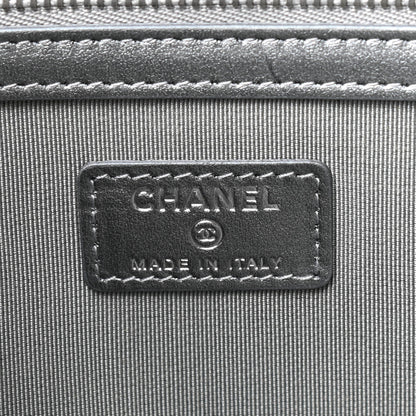 Chanel Metallic Crumpled Calfskin Chevron Quilted Large Cosmetic Case Silver 5 of 6
