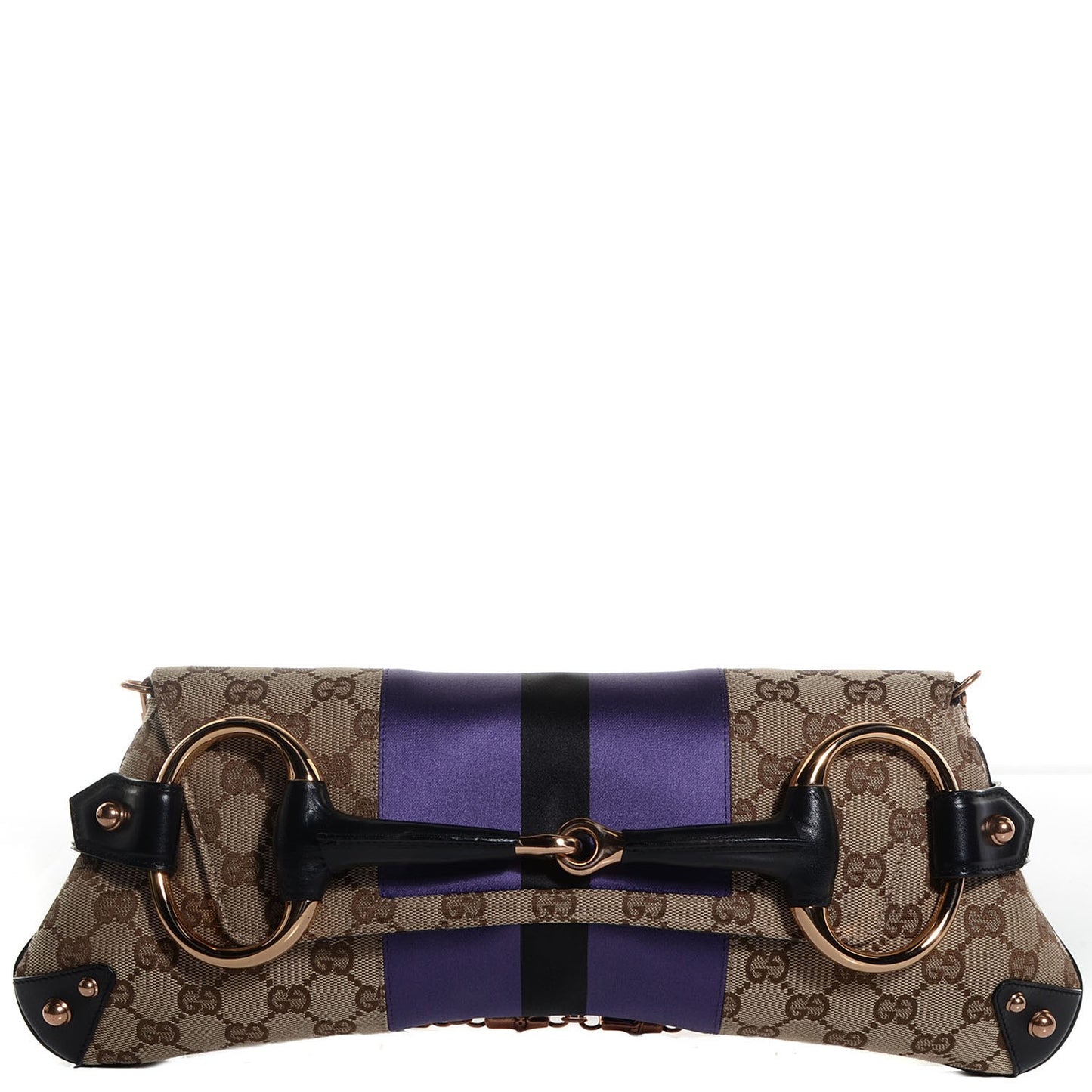 Monogram Horsebit Web Clutch Purple
