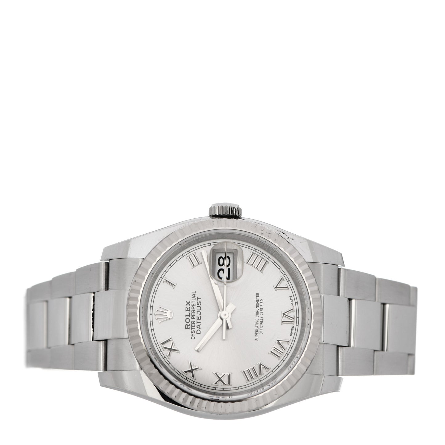 Stainless Steel 18K White Gold 36mm Oyster Perpetual Datejust Watch Silver Roman 116234