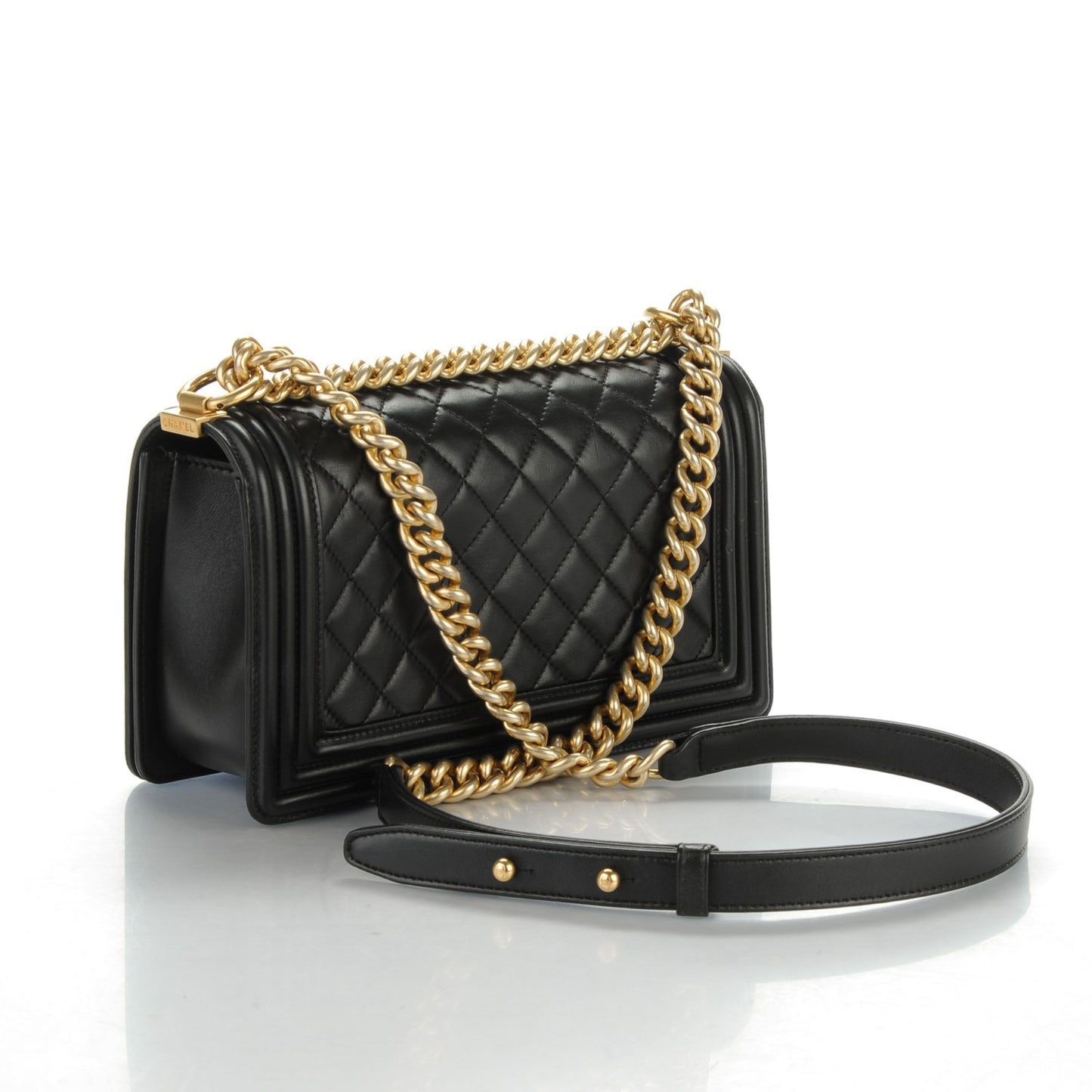 Lambskin Quilted Medium Boy Flap Black