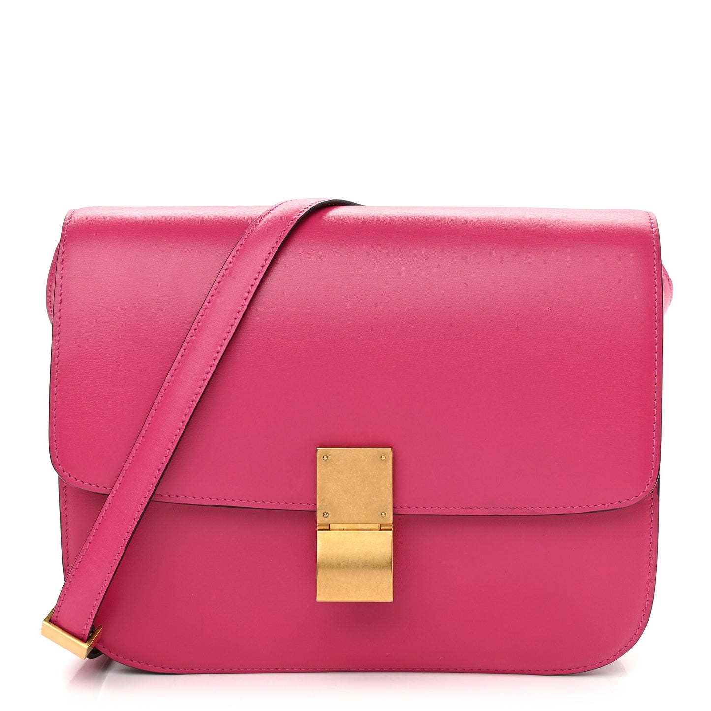 Box Calfskin Medium Classic Box Flap Bag Hibiscus