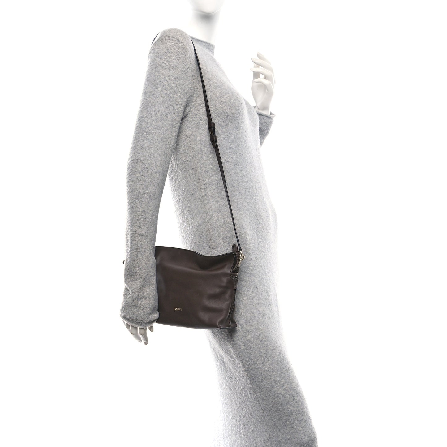 Calfskin Mini Flamenco Knot Clutch Chocolate