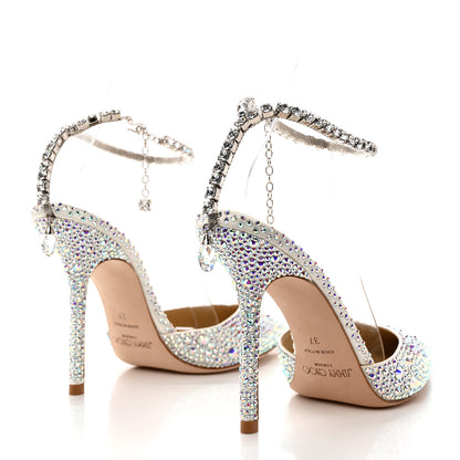 Jimmy Choo Satin Crystal Saeda 100 Pumps 37 Ivory 4 of 8