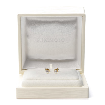 Mikimoto 18K Yellow Gold Akoya Pearl 4mm Stud Earrings 5 of 5