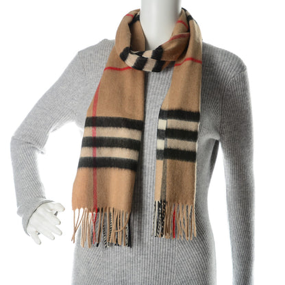 Burberry Cashmere Giant Heritage Check Fringe Scarf Camel 2 of 4