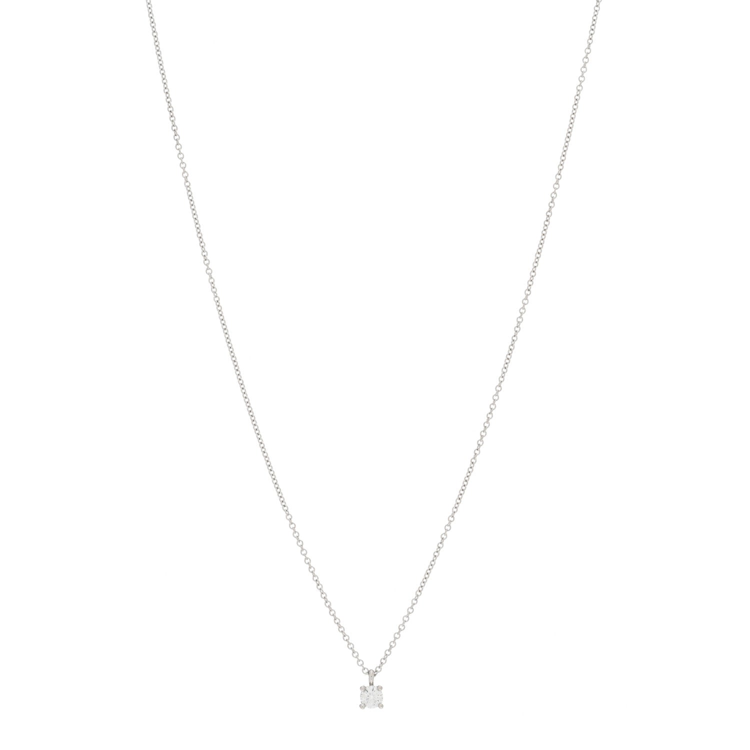 Tiffany Platinum Diamond .12ct Solitaire Pendant Necklace 1 of 5