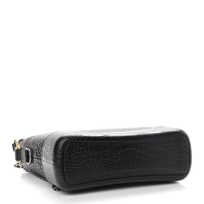 Chanel Crocodile Embossed Calfskin Medium Gabrielle Cocodile Hobo Black 4 of 10