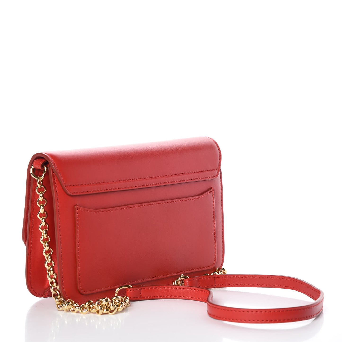 Calfskin Suede C Clutch With Chain Plaid Red