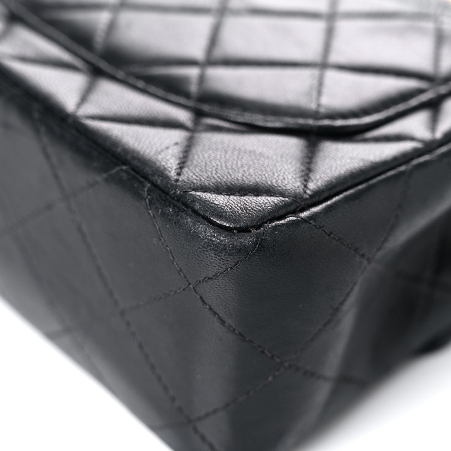 Lambskin Quilted Mini Square Flap Bag Black