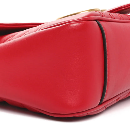 Gucci Calfskin Matelasse Small GG Marmont Shoulder Bag Hibiscus Red 9 of 10