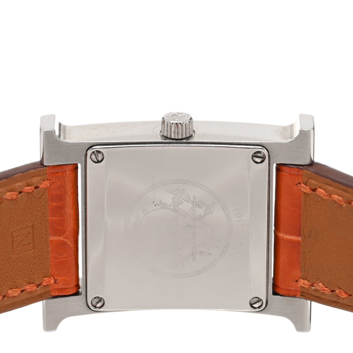Stainless Steel Alligator 21mm Heure H Hour Quartz Watch Orange