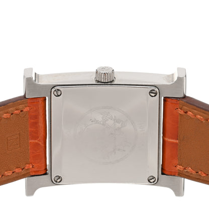 Hermes Stainless Steel Alligator 21mm Heure H Hour Quartz Watch Orange 4 of 4