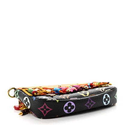 Louis Vuitton Monogram Multicolor Fringe Pochette Accessories Black 4 of 6