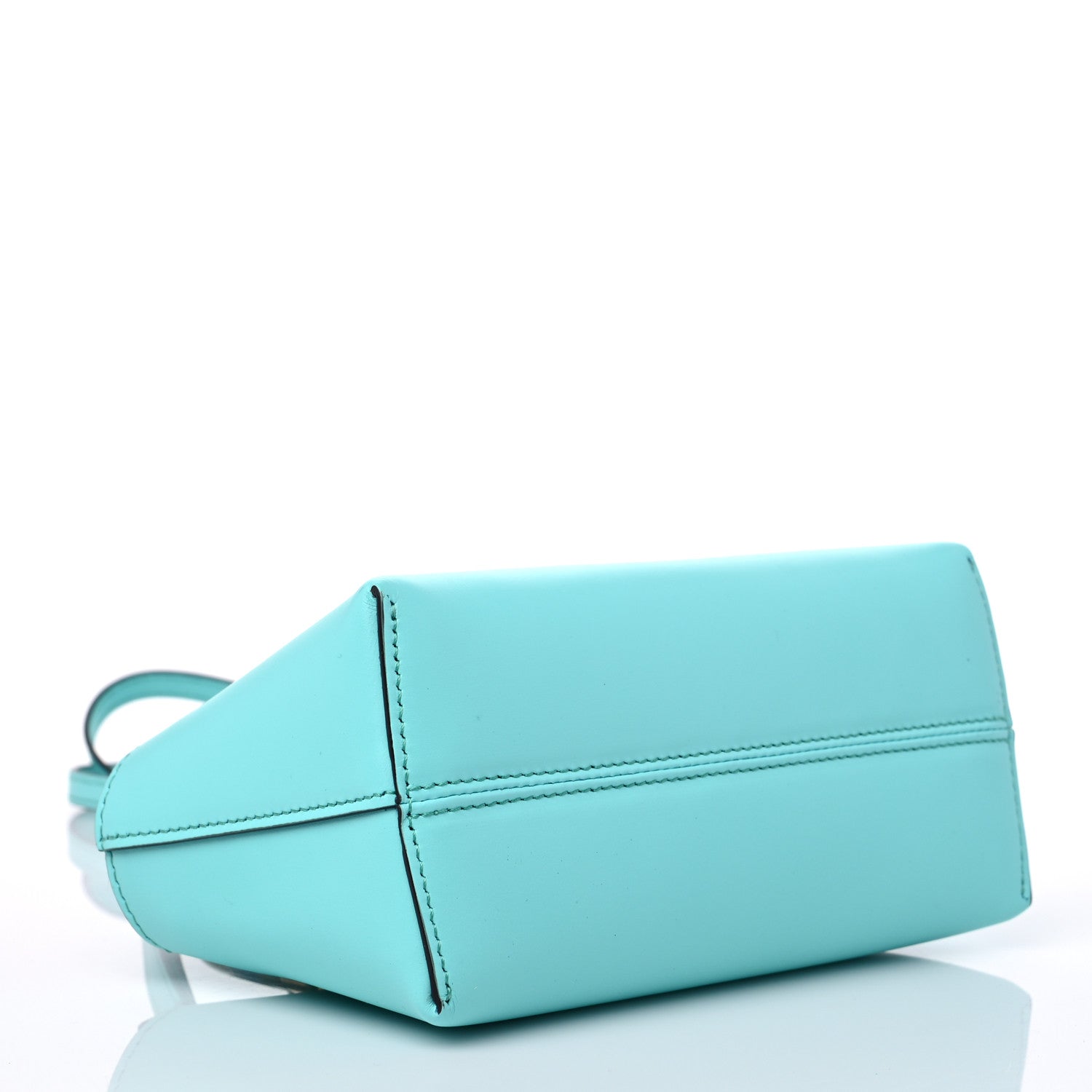 Fendi Vitello King Plexiglass Logo Embossed Mini By The Way Top Handle Boston Bag Spring Turquoise 4 of 10