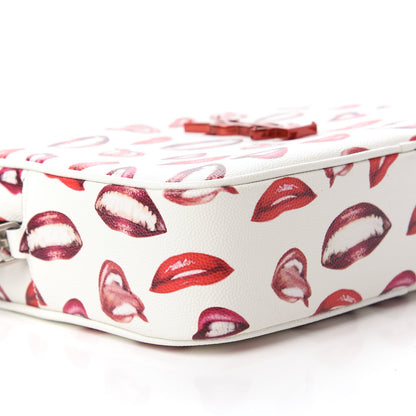 Saint Laurent Grain De Poudre Lips Print Medium Classic Monogram Camera Bag White Red 6 of 10