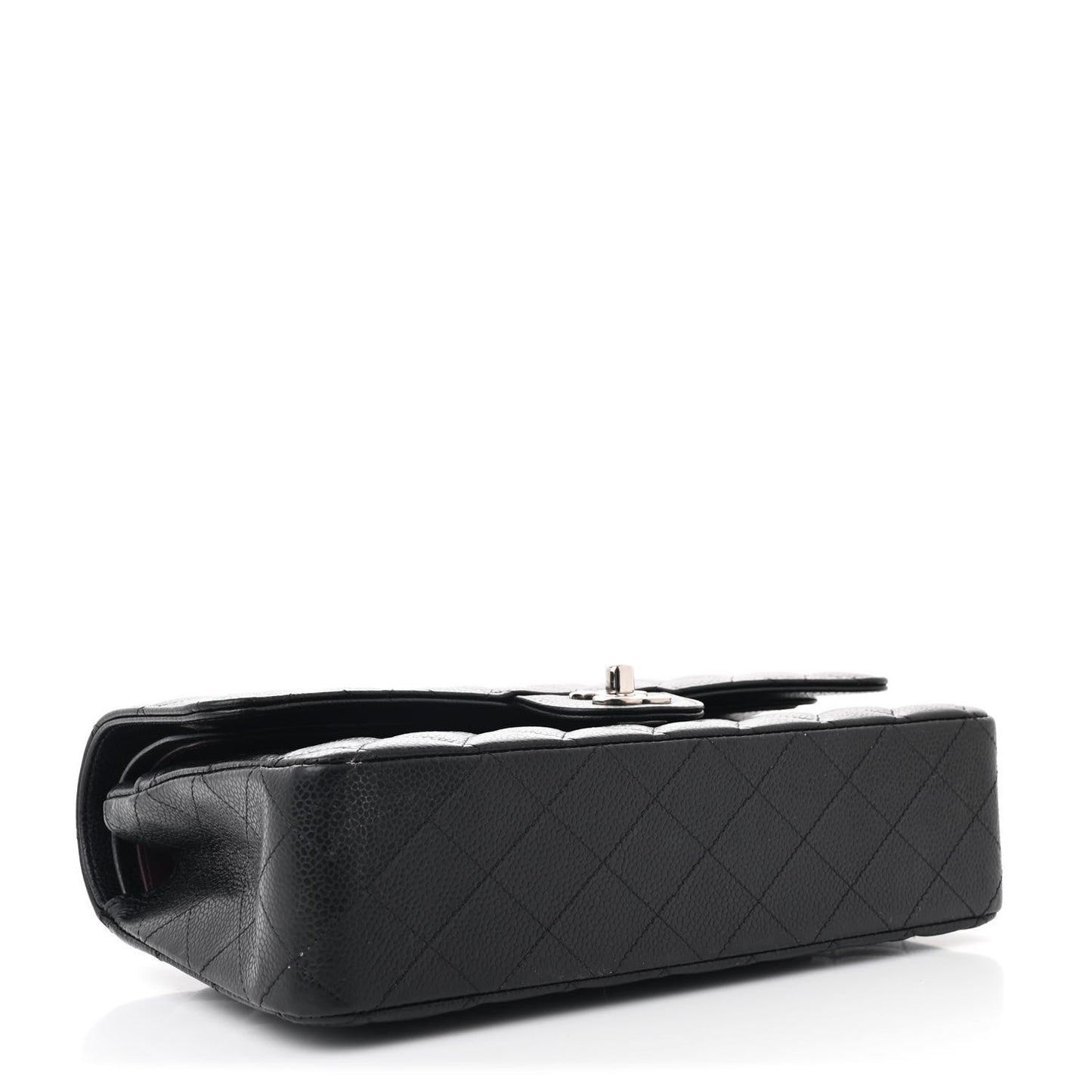 Caviar Quilted Medium Double Flap Black