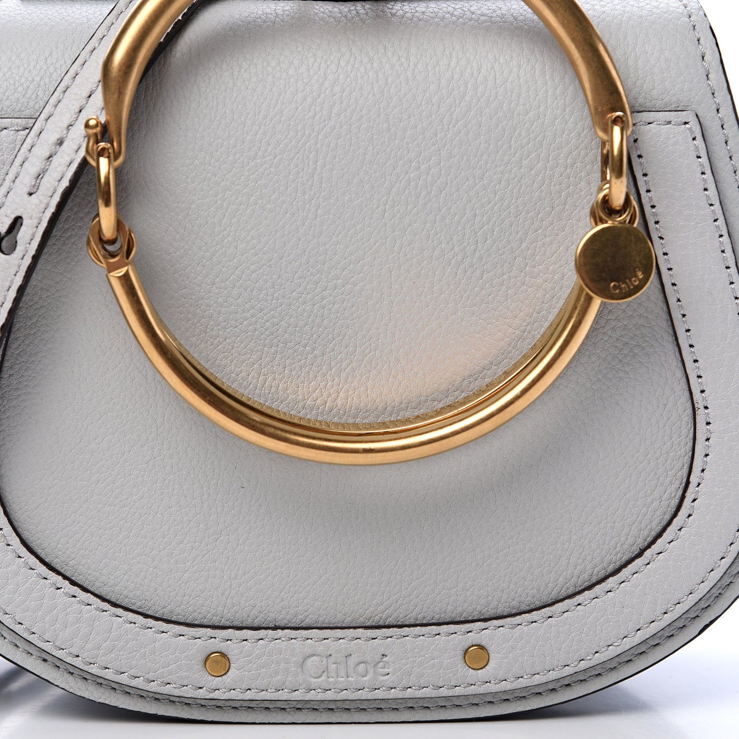 Calfskin Suede Small Nile Bracelet Bag Airy Grey
