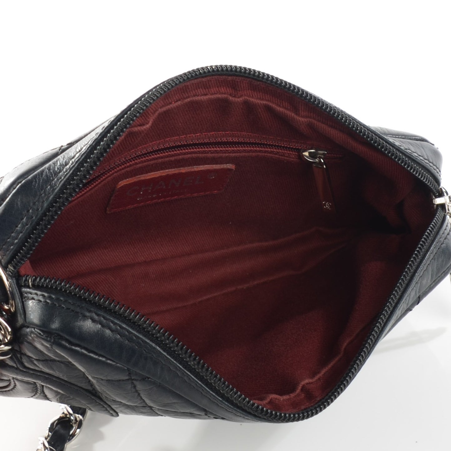 Aged Calfskin Quilted Cotton Club Pochette Black