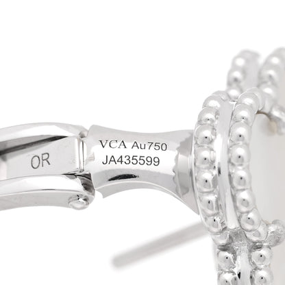 Van Cleef & Arpels 18K White Gold Mother of Pearl Vintage Alhambra Earrings 4 of 5