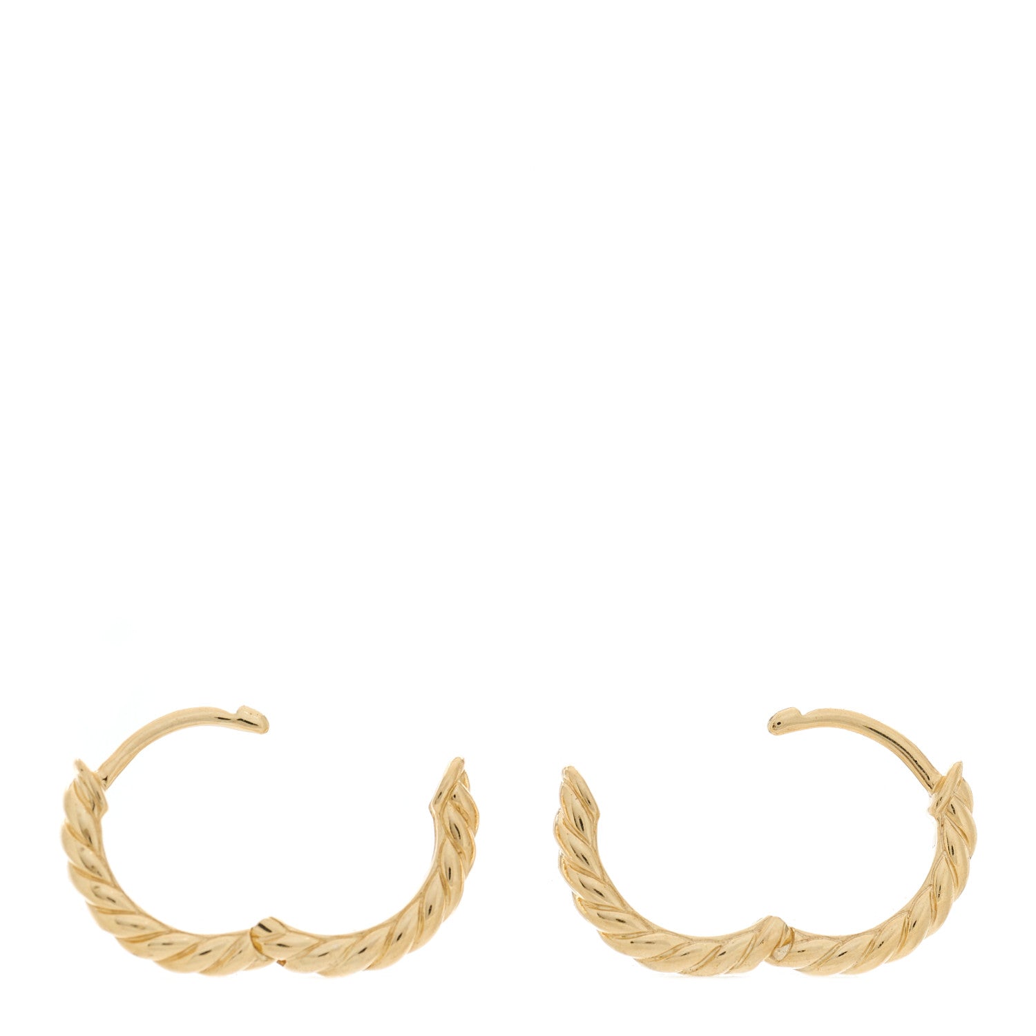 David Yurman 18K Yellow Gold Sculpted Cable Huggie Hoop Earrings 3 of 4