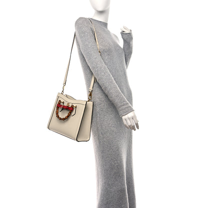 Gucci Textured Dollar Calfskin Web Small Diana Tote Bag Mystic White 3 of 10