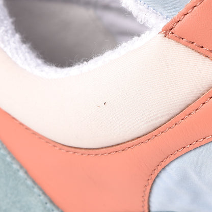 Chanel Nylon Lambskin Suede Calfskin CC Sneakers 40 Coral Light Blue White 10 of 11