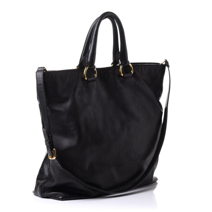 Prada Soft Calf Shopping Tote Black 2 of 12