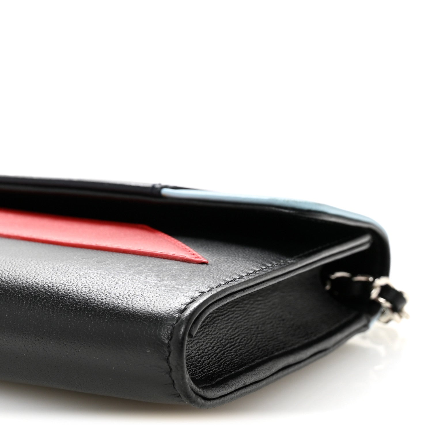 Chanel Lambskin Airlines Wallet On Chain WOC Blue Black Red 10 of 11