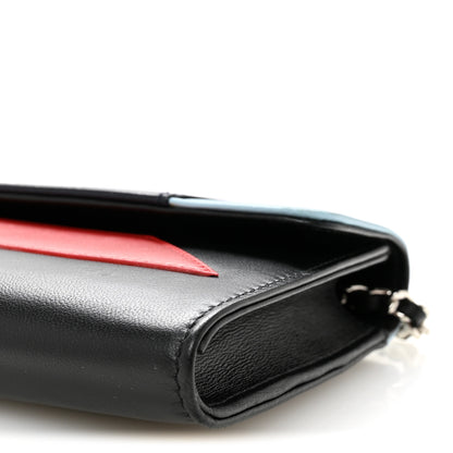 Chanel Lambskin Airlines Wallet On Chain WOC Blue Black Red 10 of 11