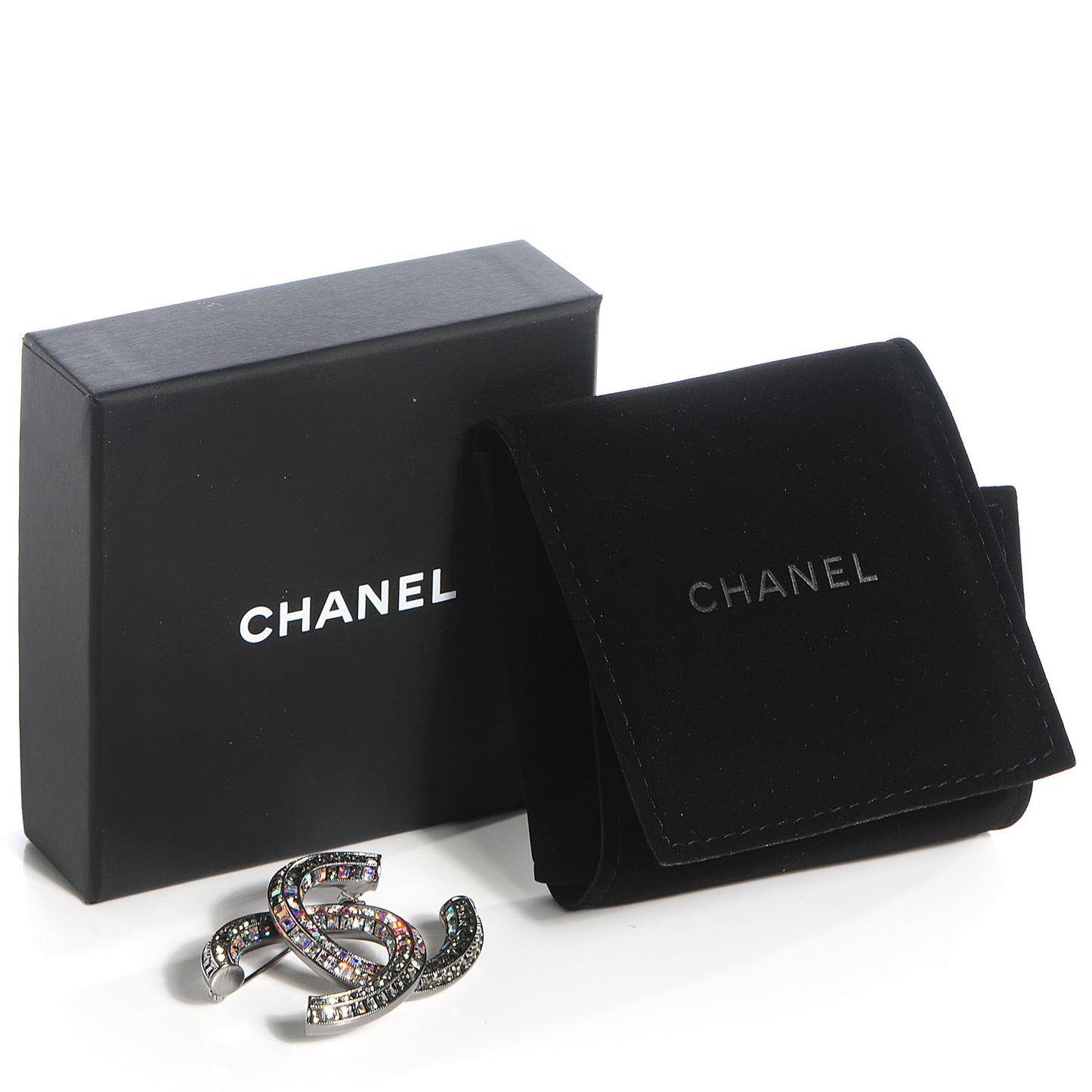 Crystal CC Brooch Silver Ruthenium Grey