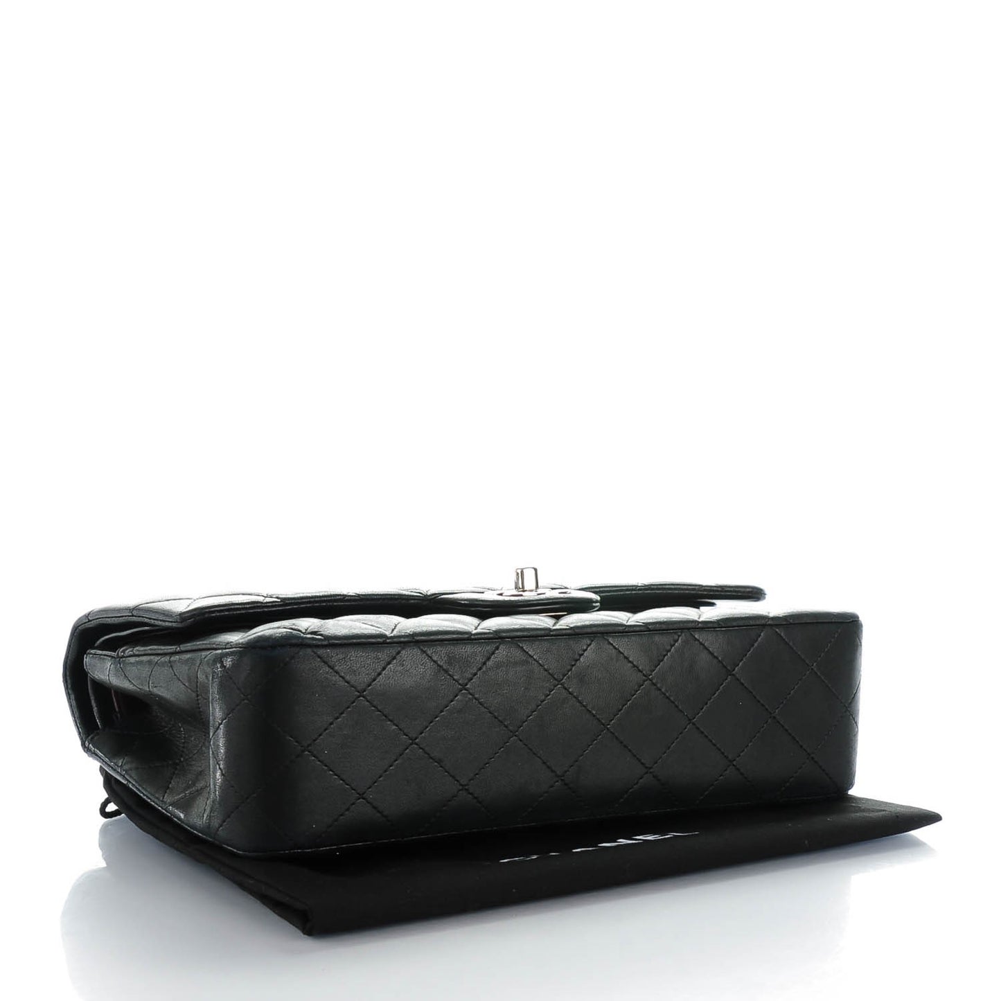 Lambskin Quilted Medium Double Flap Black