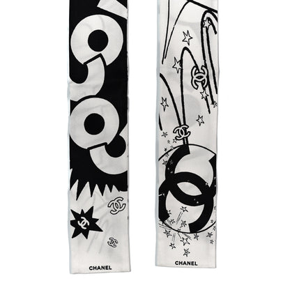 Chanel Silk CC Comics Slim Bandeau White Black 2 of 3