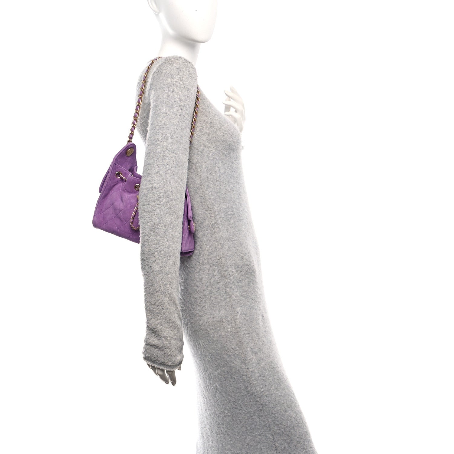 Chanel Suede Quilted Mini Chanel 25 Handbag Purple 2 of 10
