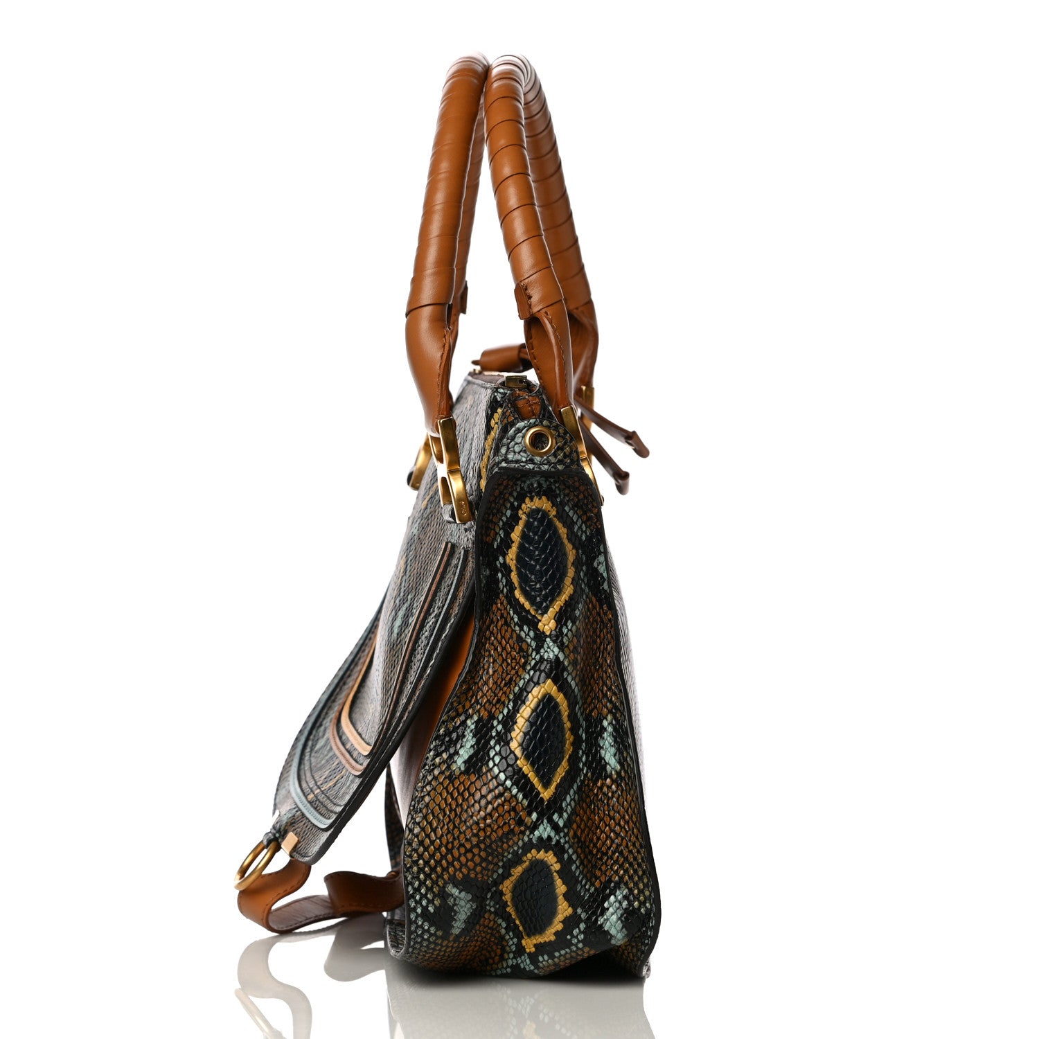 Chloe Snakeskin Calfskin Embossed Medium Marcie Satchel Multicolor 9 of 12