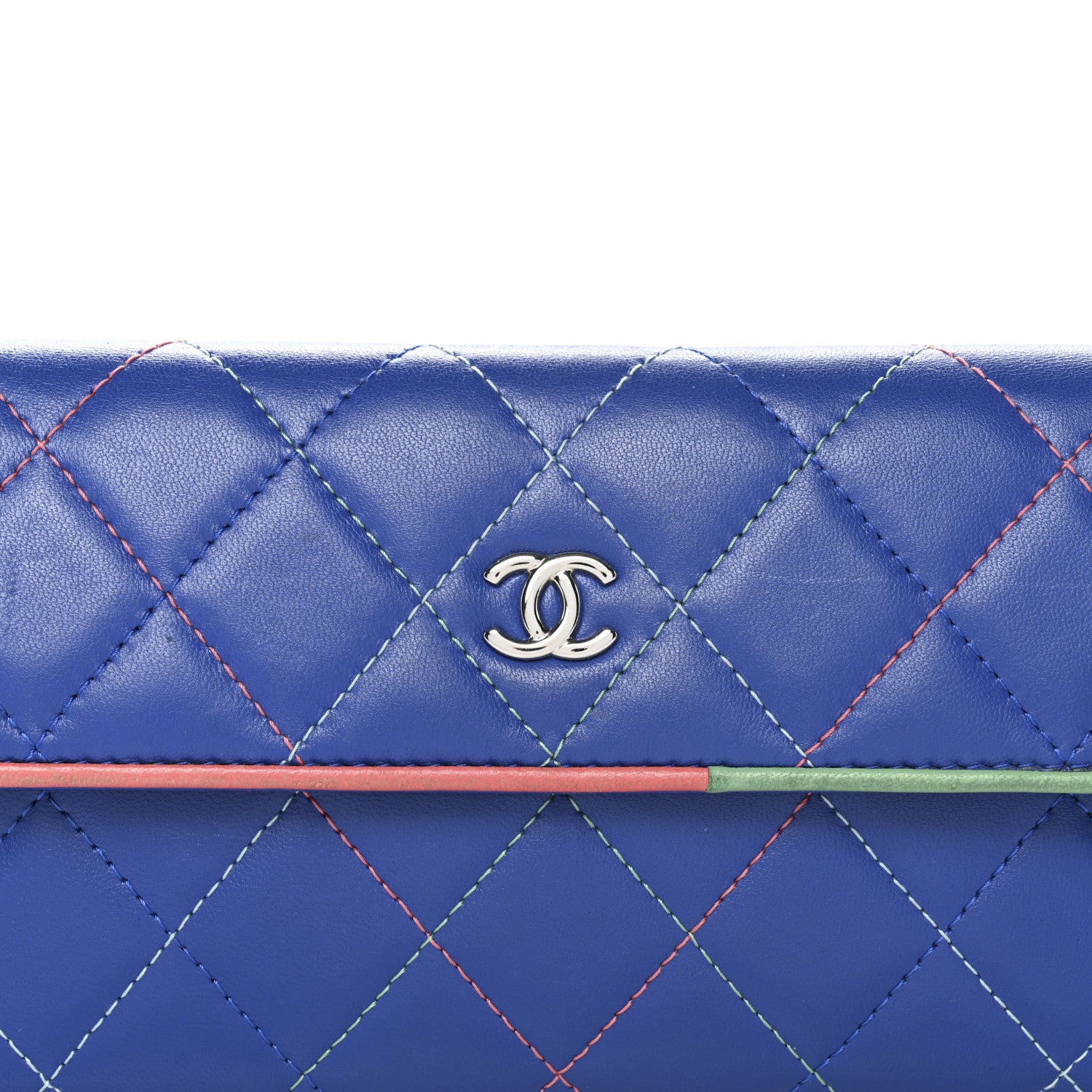 Chanel Lambskin Quilted Cuba Long Flap Wallet Blue Multicolor 9 of 12