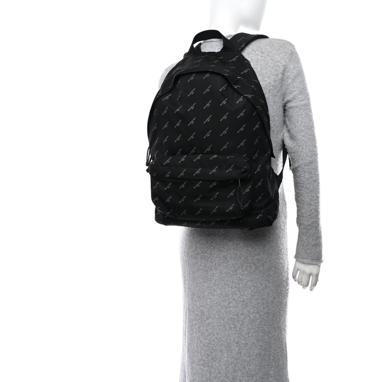 Twill Nylon Allover Logo Print Explorer Backpack Black Gold