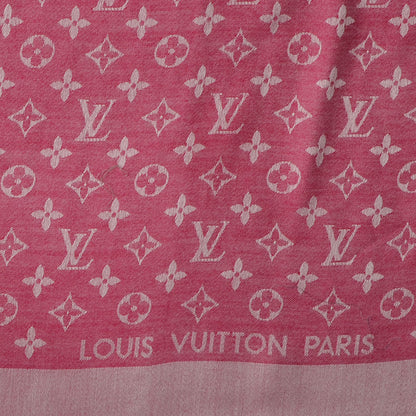 Louis Vuitton Silk Wool Monogram Denim Shawl Pivoine 4 of 5