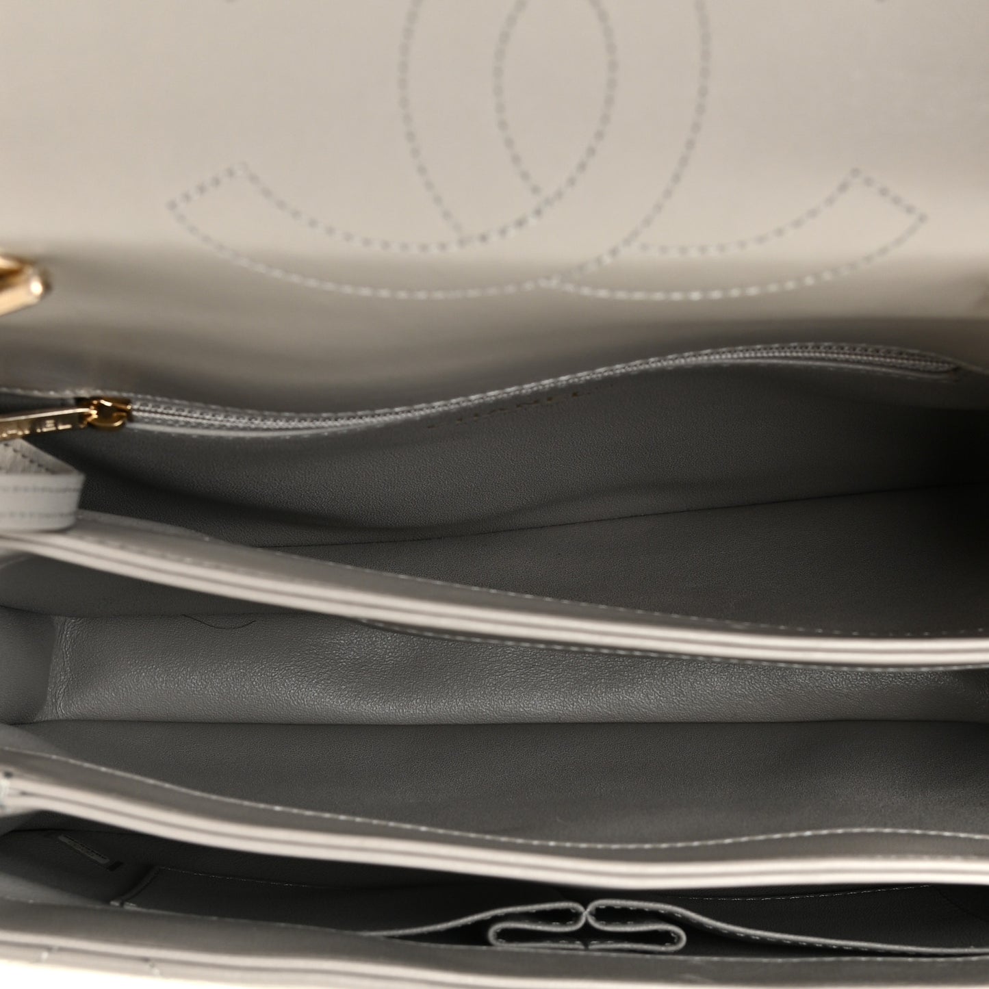 Lambskin Quilted Medium Trendy CC Flap Dual Handle Bag Grey