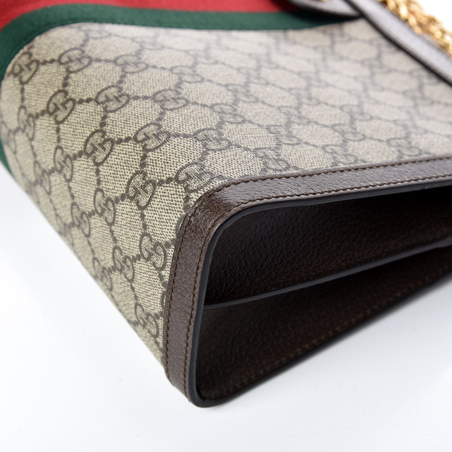 GG Supreme Monogram Web Medium Ophidia Chain Shoulder Bag Brown