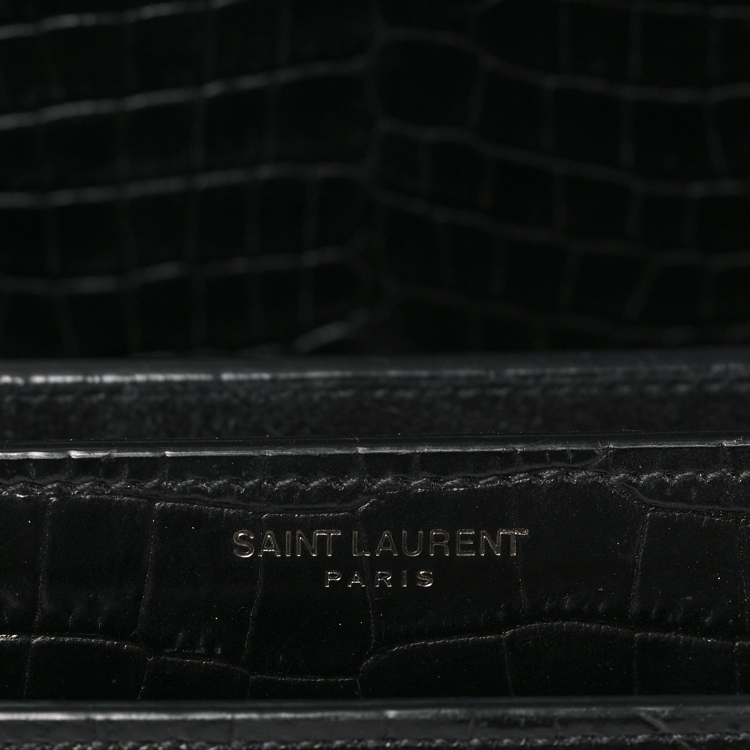 Saint Laurent Calfskin Crocodile Embossed Medium Monochrome Monogram Sunset Black 6 of 8