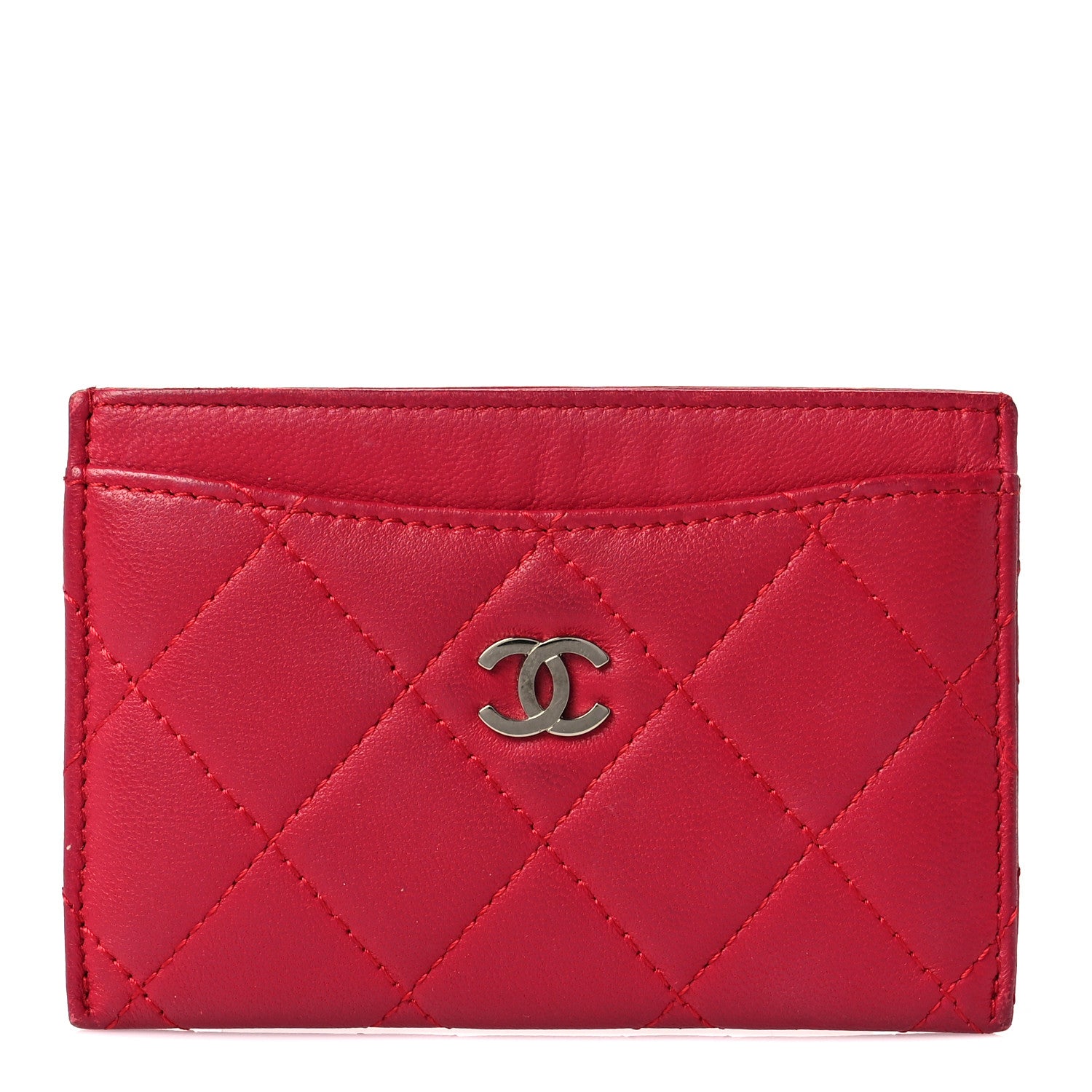 Chanel Lambskin Quilted Card Holder Red 1 of 10