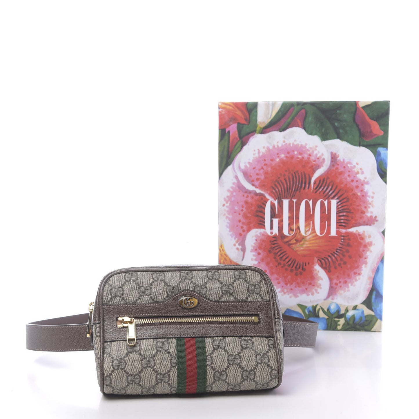 GG Supreme Monogram Web Small Ophidia Belt Bag 85 34 Dark Brown