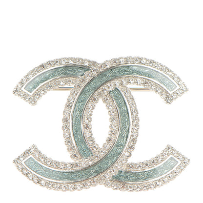 Chanel Crystal Glass CC Brooch Silver 1 of 5