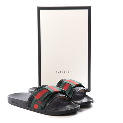 Gucci Satin Web Bow Slide Sandals 41 Black 9 of 9