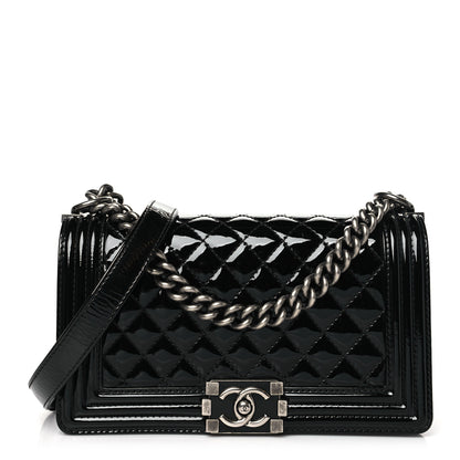 Chanel Patent Calfskin Quilted Medium Plexiglass Boy Flap Black 1 of 11