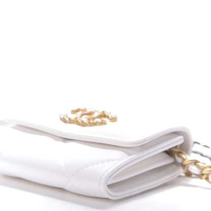 Chanel Lambskin Quilted 19 Flap Coin Purse With Chain White 7 of 10