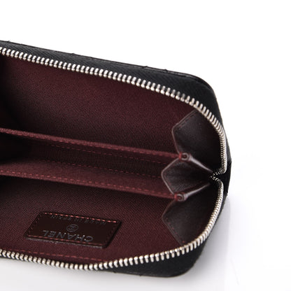 Chanel Lambskin Quilted Zip Around Coin Purse Wallet Black 7 of 8